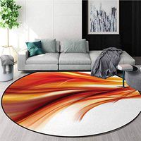 Abstract Warm Soft Cotton Luxury Plush Baby Rugs,Modern Contemporary Abstract Smooth Lines Blurred Smock Art Flowing Rays Print Kids Teepee Tent Game Play House Round Diameter-35 Inch,Orange Red