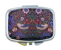 Value Arts Pill Box, William Morris Strawberry Thief, 2 Compartments, 2.25 Inches Wide