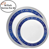 Tiger Chef Plastic Plate Set, Service For 40 Guests Includes 40 10.75-inch Dinner Plates and 40 7-inch Salad Plates Disposable Reusable BPA Free