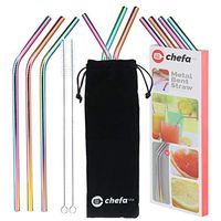 Set of 10 - Stainless Steel Straws, Eco Friendly Metal Straw, Non Disposable Straws, Reusable for Tumbler Yeti or Ozark, With 2 Cleaning Brushes - And Cary Bag, Rainbow