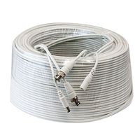GW Security Professional Grade RG59 Siamese Combo Coaxial Cable Pre-made All-in-One BNC Video Power Cable for 1080P /720P, TVI, CVI, AHD and HD-SDI Camera and Analog CCTV Camera (200Ft, White)