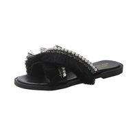 Benficial New Classic Fringed Pearl Slippers Summer Outdoor Fashion Sandals Women Shoes Black