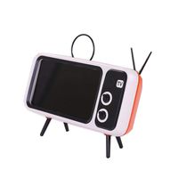 Height selection Retro Style Bluetooth Speaker TV Shape Wireless Bluetooth Speaker Mobile Phone Holder USB/TF Readers Bluetooth2.0 (Orange, 8×18×6.5cm)