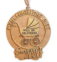 Will Be Delivered Birth Pregnancy Announcement Ornament Stroller Pram Reveal to Parents Grandparents Family Husband (Summer 2020, Gold)