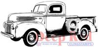 Deep Red Cling Rubber Stamp Rubber Stamp Classic Pick up Truck