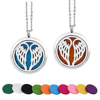 Essential Oil Diffuser Necklace, Stainless Steel Pendant with Rope Chain and 10 Refill Pads