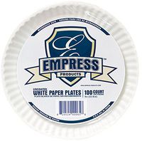 30400 Empress Uncoated Paper Plate 9" White 1000 per case