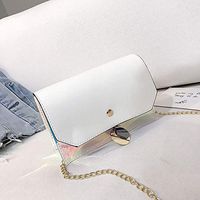 Ketuan Fashion Women PVC Color Block Bright Button Color Shoulder Bags Messenger Phone Bag 19X6.5X11.5cm (White)