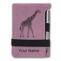Mini Notepad, Giraffe, Personalized Engraving Included (Pink)