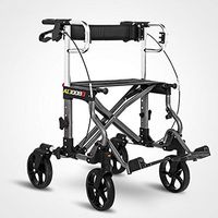 Walking Aids 4 Wheels Portable, Foldable Drive Walking Aids with Comfortable Backrest, Medical Rollator Walker Double Brake System, Used for Seniors Walking,Gray