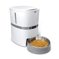 HoneyGuaridan A36 Automatic Cat Feeder, Pet Automatic Food Dispenser with Stainless Steel Food Bowl, Designed for Cat, Small & Medium-Sized Dog, Rabbit- Batteries and Adapter Power Support
