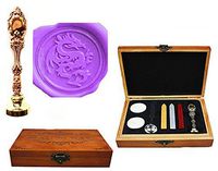 MNYR Dragon Luxury Wood Box Red Brass Metal Peacock Wedding Invitations Gift Cards Paper Stationary Envelope Seals Custom Logo Wax Seal Sealing Stamp Wax Sticks Melting Spoon Wood Gift Box Kit