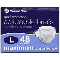 Member's Mark Total Protection Adult Briefs for Men & Women, Large (48 ct.) (pack of 2)