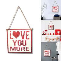 bromrefulgenc Hoilday Hanging Sign,Wall Decor,Love You More Letters Wooden Hanging Sign Home Garden Door Wall Valentine Decor