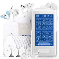 【16 Premium Pads】NURSAL Dual Channel TENS EMS Unit 18 Modes Touch Screen with Back Clip Large Back Lit Display Muscle Stimulator for Pain Relief Therapy, Electronic Pulse Stimulator Massager