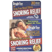 Breathe Free Snoring Relief Drug Free Nasal Dilator, Unscented, 3 Pack