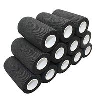 COMOmed Self Adherent Cohesive Bandage Latex FDA Approved 4"x5 Yards First Aid Bandages Stretch Sport Wrap Athletic Tape for Wrist Ankle Sprain and Swelling,Black(12 Rolls)