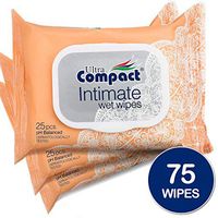 Ultra Compact Body Wipes for Women - Health and Beauty Feminine Wipes - pH-Balanced Cleansing Cloths - Shea Butter Fragrance - 25 Cleansing Wipes per Pack - Re-Sealable 3 Packs