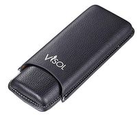 Visol Products Dakota Black 60 Ring Gauge Case-Holds 2 Cigars