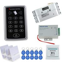 HFeng RFID Access Control System Kit Set 125KHz Reader Keypad Board with Power Supply Controller +Electric Drop Bolt Lock+ Door Exit Button Switch 1000 Users