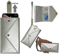 Jennyfly iPhone 11 Wallet Case,Women Girl Fashion PU Leather Protection Wallet Purse Case Easy Carry Sleeve Pocket Phone Cover with Hand Strap Credit Cards Pocket for 6.5-7.2 inch Phones - Silver