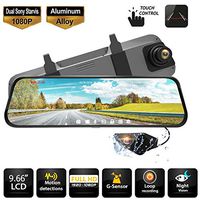 Rearview Mirror Dash Cam Dual Sony Starvis 1080P Front & Backup Camera 9.66" IPS Touch Screen Mirror Camera, G-Sensor, WDR and Night Vision