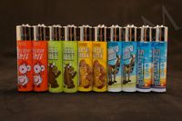 10 New Refillable Original Clipper Lighters 8 Animals & 2 Element Design