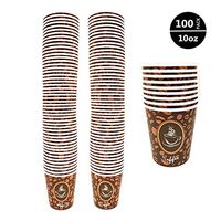 100 Pack Quality Disposable Paper Hot Coffee Cups, Perfect for Hot Drinks Tea & Coffee, Coffee Shops and Bars (10 oz)
