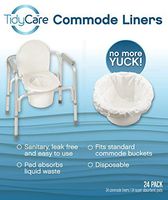 TidyCare Commode Liners for Beside Toilet Chair Bucket | XL Convenience Pack of 24 Disposable Waste Bags + 24 Absorbent Pads for Adults | Universal Fit