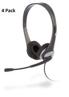 Cyber Acoustics AC-204 4 Pack Stereo Classroom Headset w/Single Plug and Y-Adapter