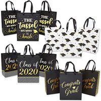 Graduation Gift Bags with Tissue Paper, Class of 2020 (10 x 4.5 in, 12 Pack)