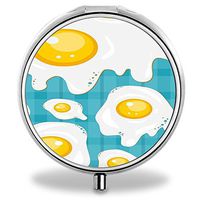 Egg Pill Case, Round Stainless Drug Organizer Container Medicine Cover for Pocket Daily&Weekly