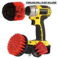 Original EZ Scrub Drill Brush 3 Piece Set (Red) - All Purpose Power Scrubber Cleaning Brush for Grout, Floor, Bathroom Tile, Kitchen, Outdoor