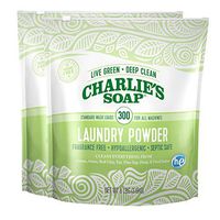 Charlie’s Soap Laundry Powder (300 Loads, 2 Pack) Hypoallergenic Deep Cleaning Washing Powder Detergent – Eco-Friendly, Safe, and Effective