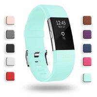 POY Replacement Bands Compatible for Fitbit Charge 2, Classic Edition Adjustable Sport Wristbands, Large Teal