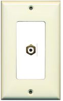 RiteAV - 1 RCA White for Subwoofer Audio Port Wall Plate Decorative - Light Almond & White - Bracket Included