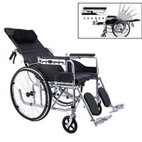 Transport Wheelchairs Reclining Wheelchair Elderly Push Wheelchair Folding Flight Attendant Wheelchair Seat 50cm Wide Can Bear 150kg (six Gears Adjustable) with Running Brakes