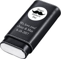 Personalized Father's Day Black Leather 3-Cigar Case with Free Laser Engraving