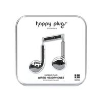 Happy Plugs Earbud Plus in-Ear Fashion-Tech Headphones with Mic and Remote, Silver