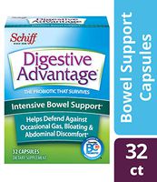 Intensive Bowel Support Probiotic Supplement - Digestive Advantage 32 Capsules, defends against gas, bloating, abdominal discomfort, Survives 100x Better