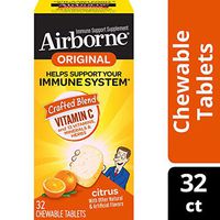 Airborne Chewable Tablets 32 Count Immune System Booster 1000mg Vitamin C Orange Citrus