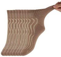 +MD Mens Non-Binding Cotton Crew Diabetic Socks with Seamless Toe and Cushion Sole, 8 Pairs Brown 10-13