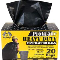 Reli. ProGrade Contractor Trash Bags 55 Gallon (20 Bags w/Ties) Black 55 Gallon Trash Bags Heavy Duty, Garbage Bags/Construction Bags (2 mil) (55 Gallon - 60 Gallon), Black