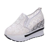 Women Shoes, Neartime 2018 Fashion New Lace Mesh Shoes Casual Breathable Slip-on High Platform Shoes