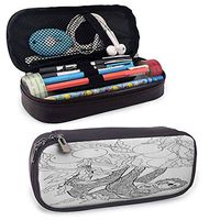Sloth Stationery Pen Case Lovely Sloth with Its Baby in Forest Tree Outline with Ripe Fruits Cheering Nature Durable W3.5xL7.9 Black White