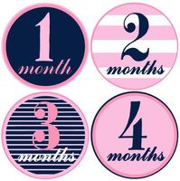 Mumsy Goose Month Stickers Baby Girl 1-1 2 Monthly Stickers Girl First Year Milestones Pink Navy Bodysuit Stickers
