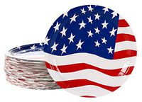 American Flag Party Dinnerware Plates for Memorial Day and 4th of July (9 Inches, 80-Pack)