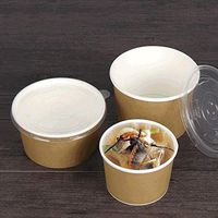 AXZHYX Bowl Thickened Disposable Kraft Paper Soup Bowl with lid Round take-Away Leak-Proof Sealed Packaging Bowl [100 Packs] Hotel Tableware Home Noodles Boiled Fish Soup Bowl (Color : L)