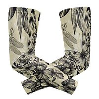 LEVEIS Seamless Pattern with Blooming Phlox Butterflies Arm Sleeves UV Protection for Men Women Sunblock Protective Gloves Running Golf Cycling Driving Long Arm Cover 1 Pair