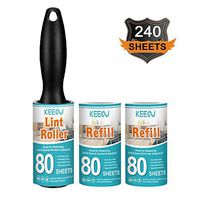 KEEOU Lint Rollers for Pet Hair, [240 Sheets Extra Sticky] Pet Hair Lint Remover with 1 Roller + 2 Refills, Lint Roller Value Set Brush for Dog & Cat Hair Removal, Clothes, Funitures, Car (3 Pack)